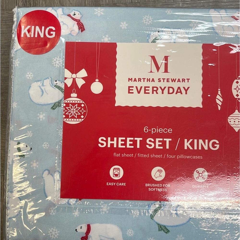 Martha Stewart Everyday polar King Sheet Set - Blue